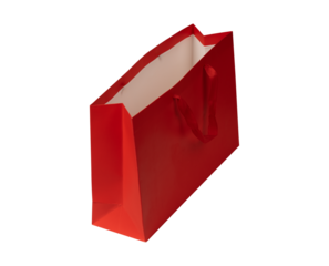 Red recycled shopping bag isolated on transparent PNG. This concept is perfect for shopping, business, environment, advertising, and lifestyle themes.	