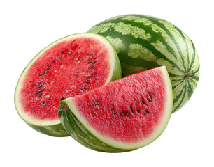 Slicing fresh watermelon kitchen food bright environment isolated on transparent background