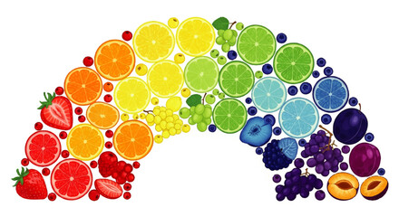 Colorful Rainbow of Fruits A Vibrant and Delicious Composition of Citrus and Berries