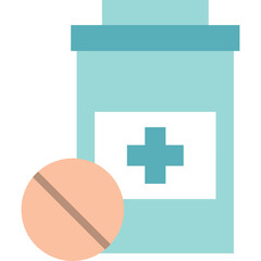 Obraz premium Light Blue Pill Bottle With A White Cross Symbol And A Peach Colored Tablet On A Transparent Background Medical Healthcare Concept