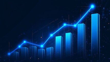 Dynamic Growth Chart with Bright Glowing Line Illustrating Consistent Statistical Progression Trends