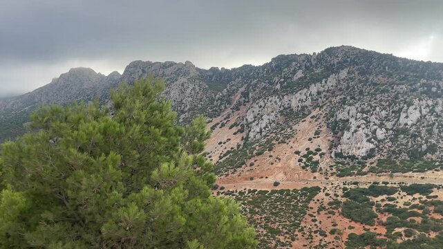 4K Panorama video view of the Morrocan mountain town of tetouan morocco near tangier old white city
