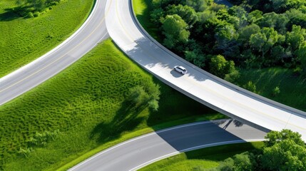 Aerial Drone View Scenic Winding Coastal Road Lush Green Cliffside Pristine Turquoise Ocean Natural Colors