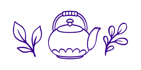 Чай час лінія doodle ink