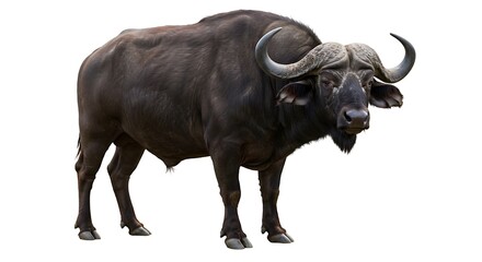 African buffalo stands against white background isolated animal illustration