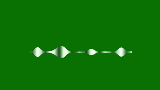 White Digital Audio Waveform Equalizer on Green Screen Background Minimalist Line Sound Wave Animation in 4K for Voice Over Music Podcasts or Audio Visual Effects and Editing Projects