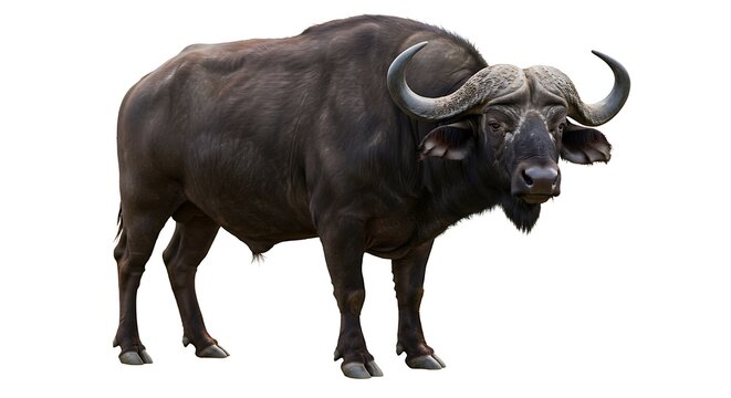 African buffalo stands against white background isolated animal illustration