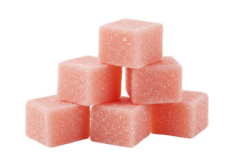 Isolated rose Turkish delights stacked in pile, a traditional sweet from Turkey, Middle East