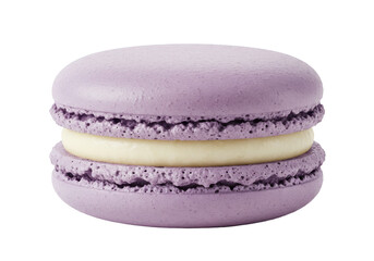 Isolated violet macaron filled with butter cream, delicious fresh dessert, confectionery food