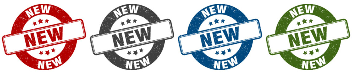 new stamp. new round stamp set isolated on white background