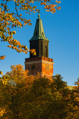 Turku Cathedral Framed by Golden Autumn Leaves