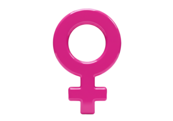 Isolated pink female gender sign on a neutral background – symbol of woman, femininity, and romance