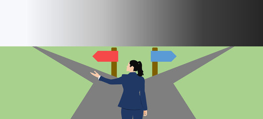 Obraz premium 人生の分岐点のイラスト