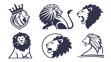 Lion Head Icon Set – Roaring, Calm, Tribal, Geometric, Crowned, and Outline Vector Bundle