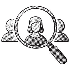 Fototapeta premium Magnifying Glass with User Group – Audience Targeting and HR Search Vector