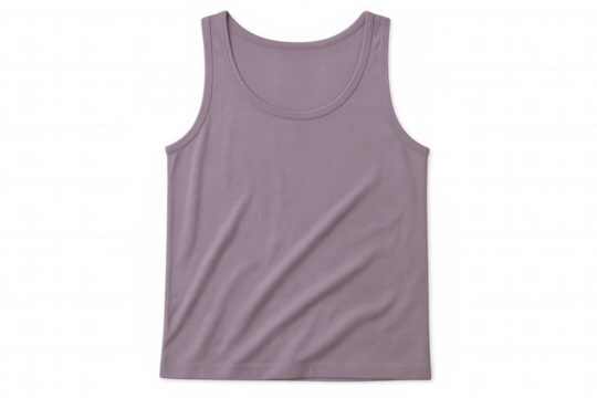 Purple tank top mockup, sleeveless cotton t-shirt with crew neck on transparent background