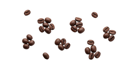 Obraz premium Coffee beans scattered on black background transparent background cutout png
