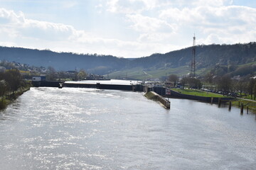 sluice of the Moselle at Grevenmacher, Luxembourg