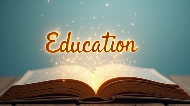Unleash the power of education with an open book radiating knowledge and enlightenment, symbolizing the transformative journey of learning and the pursuit of wisdom for a brighter world