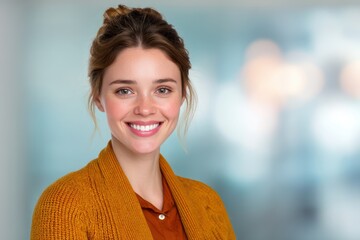 Smiling Female Social Worker in Professional Office Setting