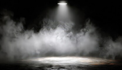 Fototapeta premium Dramatic Stage Illumination With Smoke Texture and Spotlight Effect on Black Background