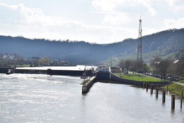 Moselle river lock in Luxembourg