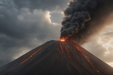 Vulkaneruption: Lava und Rauch steigen aus einem aktiven Vulkan