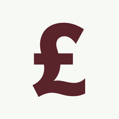 Obraz premium Pound symbol in burgundy against beige background, showcasing financial matters. Financial matters illustrated by pound symbol provide a sense of economic stability.