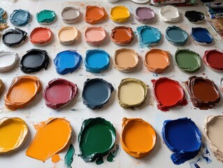 Vibrant paint splashes in an artistic indoor studio setting