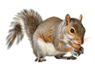 Eastern gray squirrel eating nut transparent background cutout png