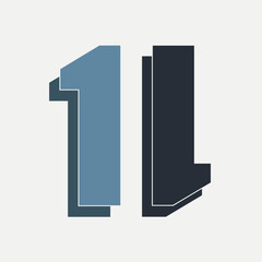 Modern abstract logo featuring stacked shapes in muted blue and black shades on simple background. Abstract logo has clean graphic design, perfect for modern branding with conceptual stacked element.