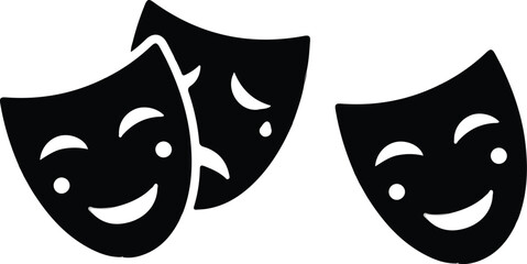 black theatre mask icon vector 
