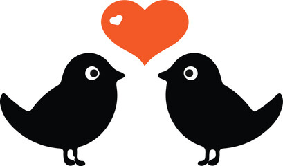 two bird love icon image design