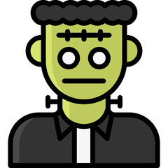 frankenstein icon illustration design with filled outline