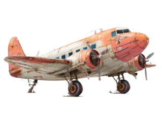 Wandcirkels Oud vliegtuig Vintage Propeller Airplane Old Aircraft Aged Plane Aviation Transportation Classic Flight Design Aged Prop Plane Antique Flying Machine Historical Aviation  © razaul