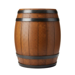Obraz premium Wooden barrel with metal bands on a white background - Concept of isolation on transparent background 