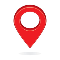 3d red glossy map pin Icon, GPS Location Marker, Geo Tag Pointer, 3d render Modern design map pin Vector illustration, Location Symbol, Navigation Pin eps10 on White Background.