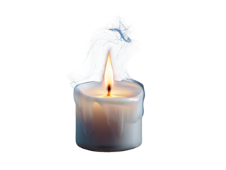 Peaceful Candle Light with Flickering Flame on Transparent Backdrop Warm Glow Relaxation Ambiance Solitude Meditation Remembrance Offering Ceremony Decoration Element