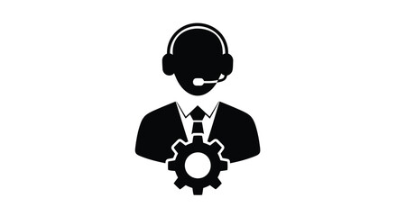 Technical support representative with gear icon