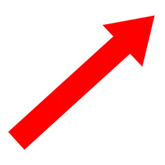 PNG red upward arrow graph depicting a rising trend, symbolizing growth, success, and financial progress, perfect for business, marketing, and economic presentations