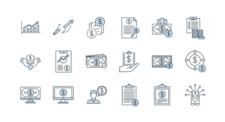 Collection of business and finance icons