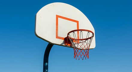 Basketball hoop against clear blue sky outdoor sport equipment