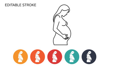 Line art illustration of a pregnant woman