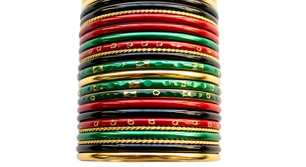 Vibrant stack of colorful indian glass bangles