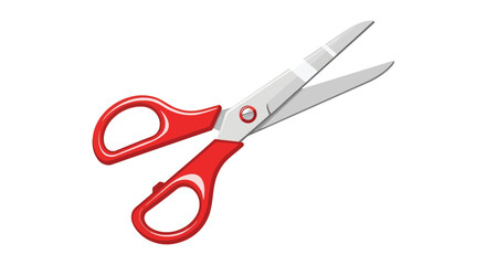 Red handled scissors, a common tool for cutting paper