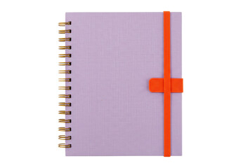 Isolated hardcover notebook with flexible closure band, personal organizer, school supplies