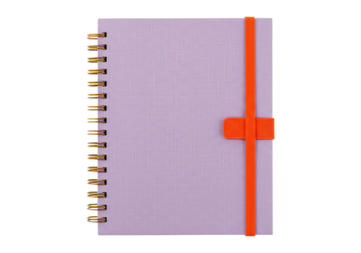 Isolated hardcover notebook with flexible closure band, personal organizer, school supplies