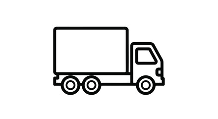 Black and white illustration of a delivery truck