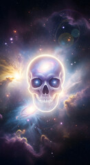 Cosmic Skull Nebula Glimmering Skull Against Deep Space Backdrop Illustration