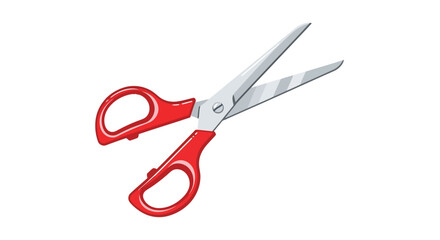 Illustration of a pair of red handled scissors